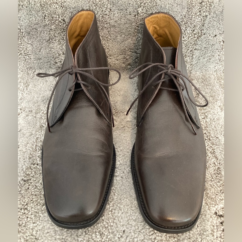 Tasso Elba Brown All Leather Lace Up Chukka Boot